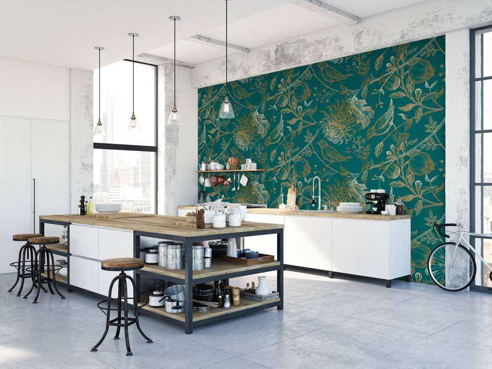 Chrysanthemum and bird pattern