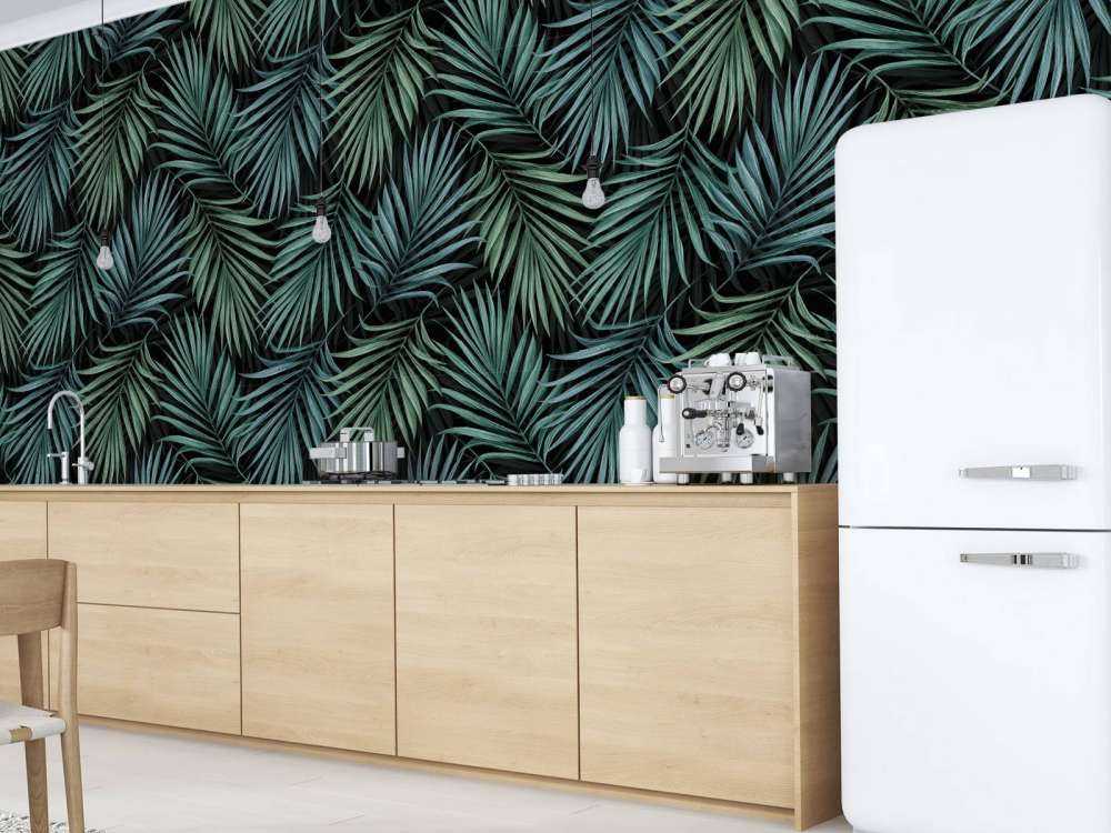 Tropical pattern green leaves