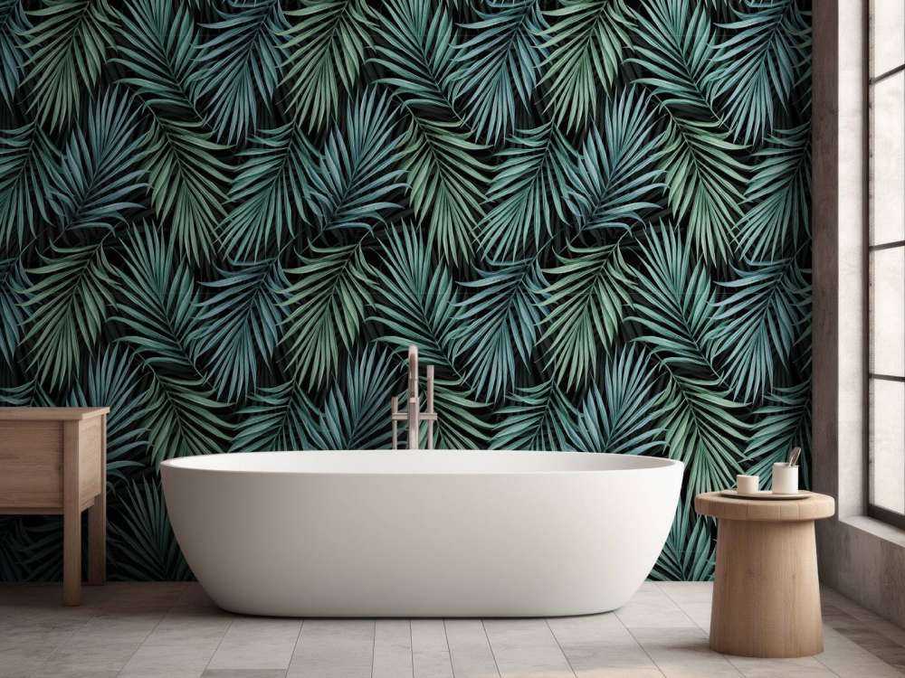 Tropical pattern green leaves