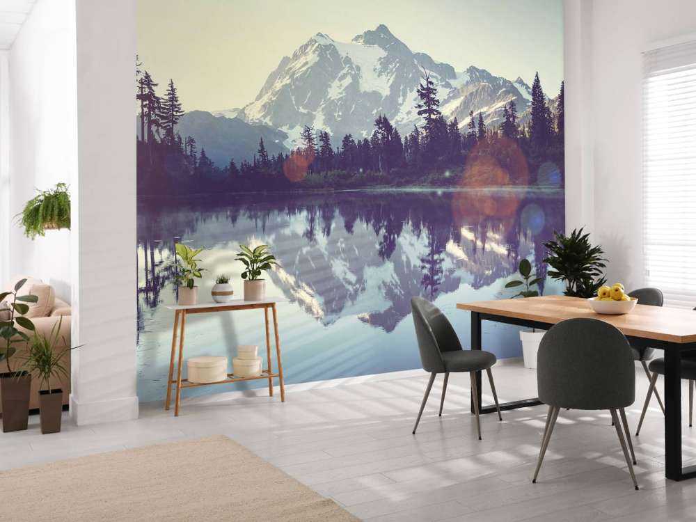 Mountain lake with forest