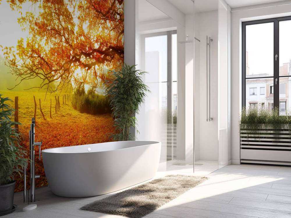 Autumn landscape with forest and meadow