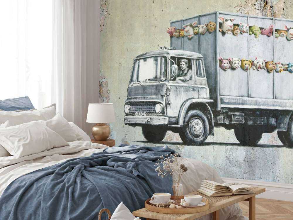 Banksy - Meat truck, raw concrete