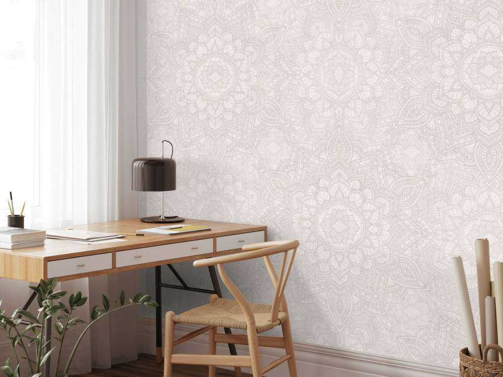 Boho Golden Mandala - neutral grey