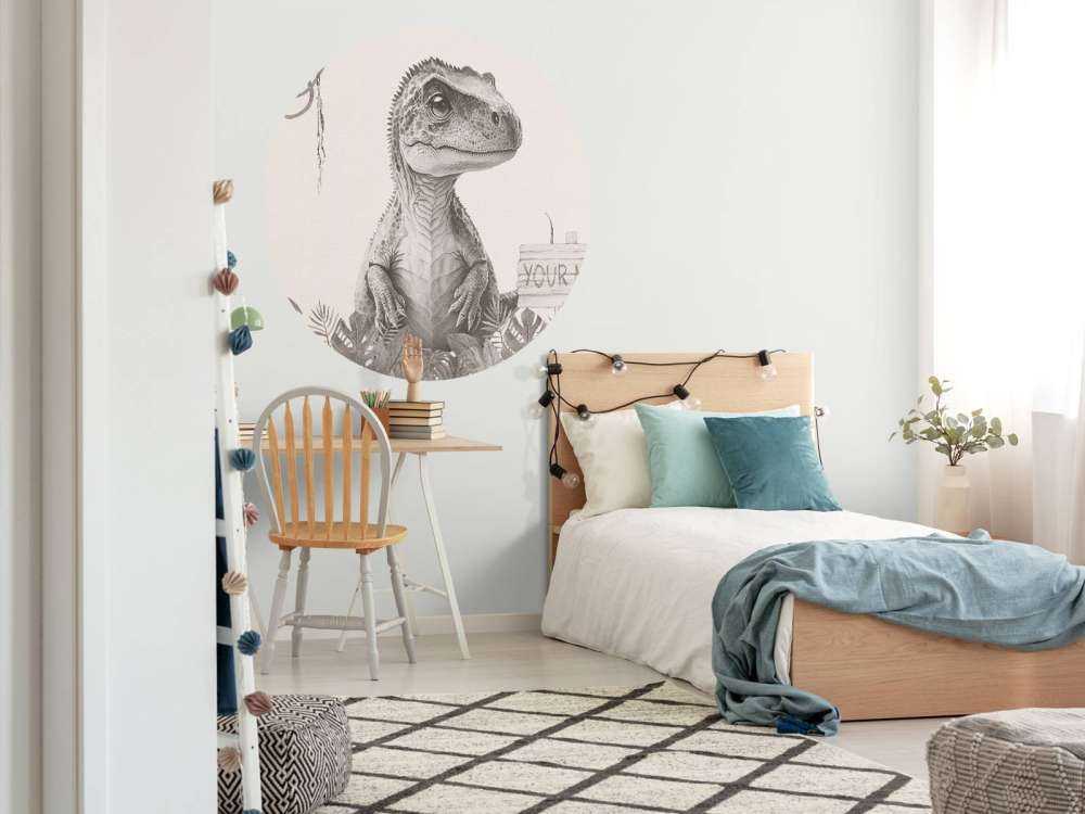 Baby t-rex in the beige jungle