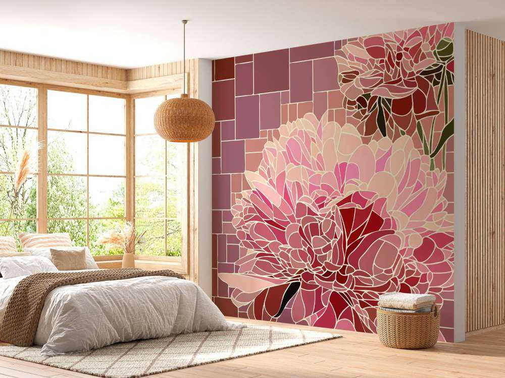 Pink flowers mosaic