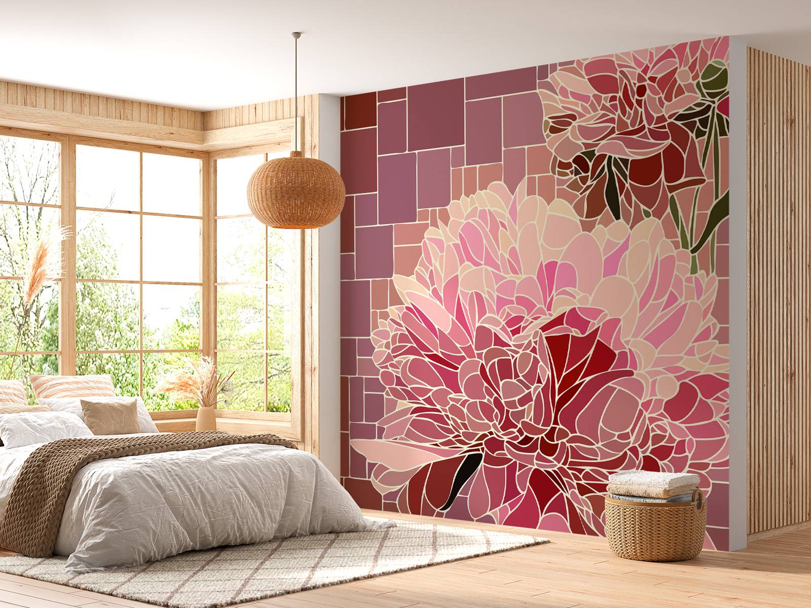 Pink flowers mosaic