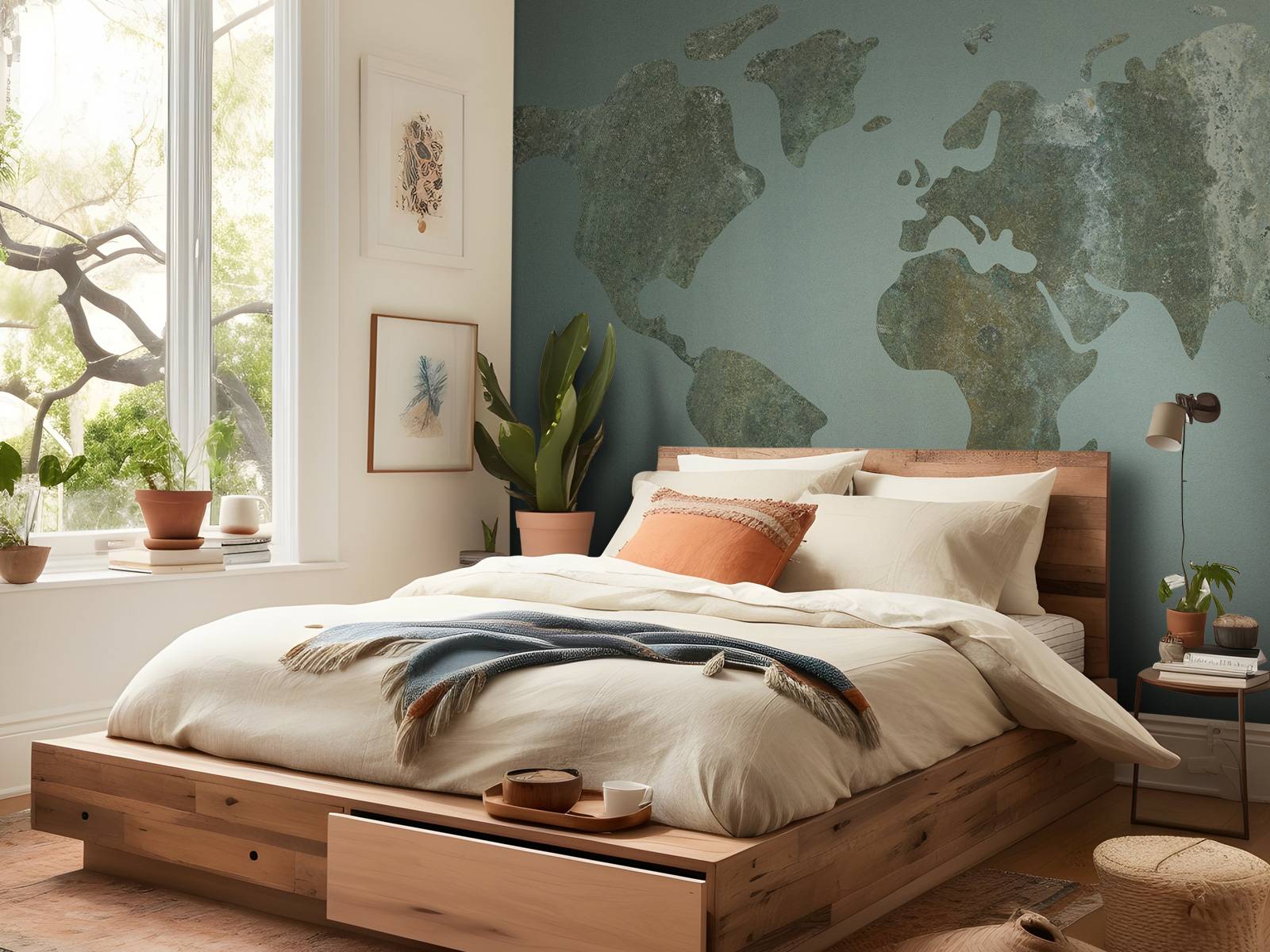 Green world map with structure