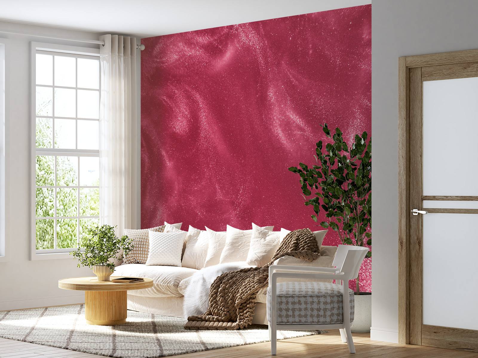 Pink glitter particles