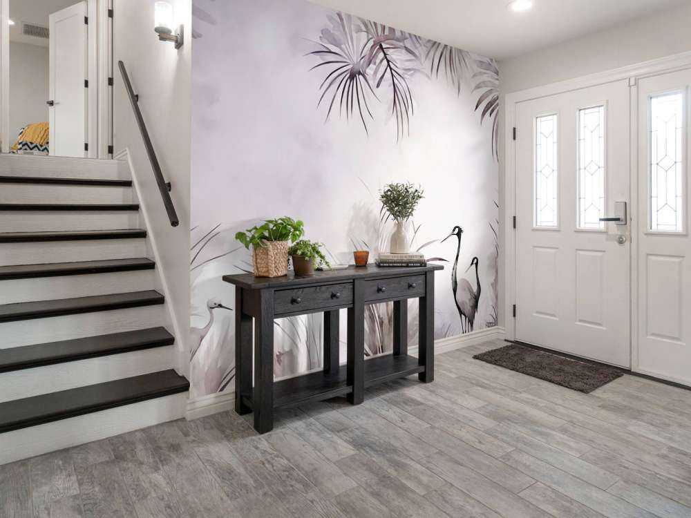 Cranes in a White Field