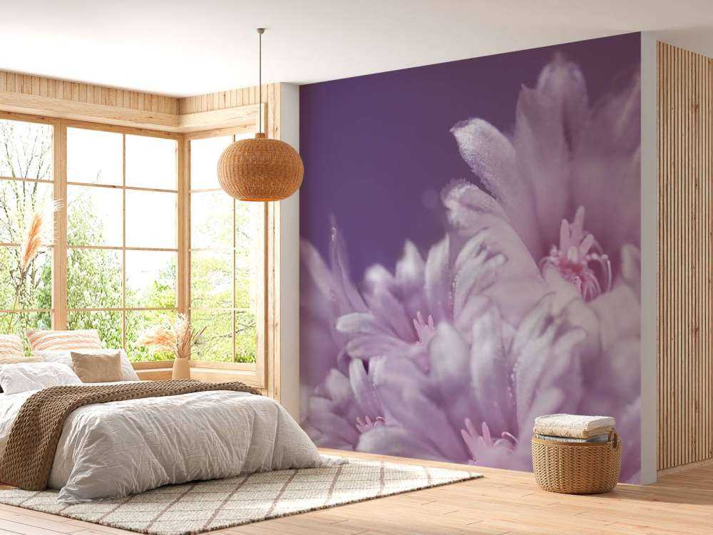 Roze bloemen met een paarse achtergrond