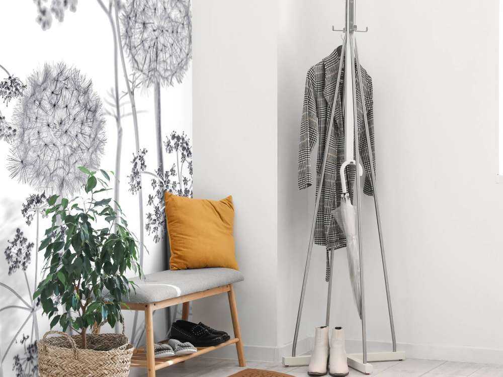 Meadow flowers in black and white