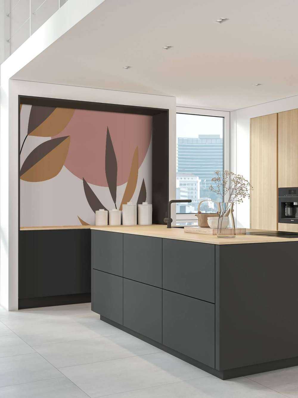 Roze cirkel met planten