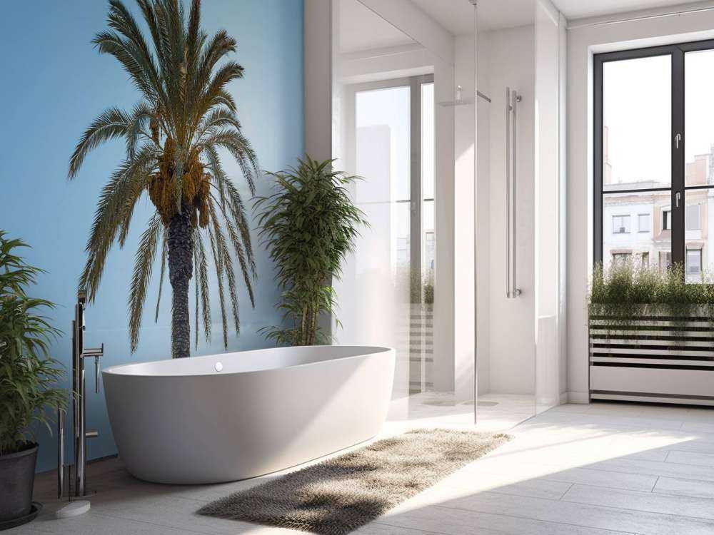 Blauw lucht en palmboom