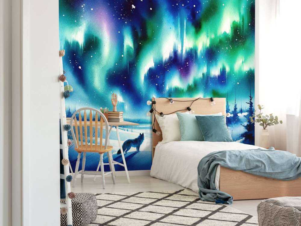 Arctic Fox and Northern Lights