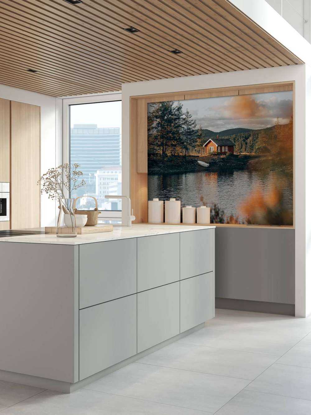 Red house by the lake