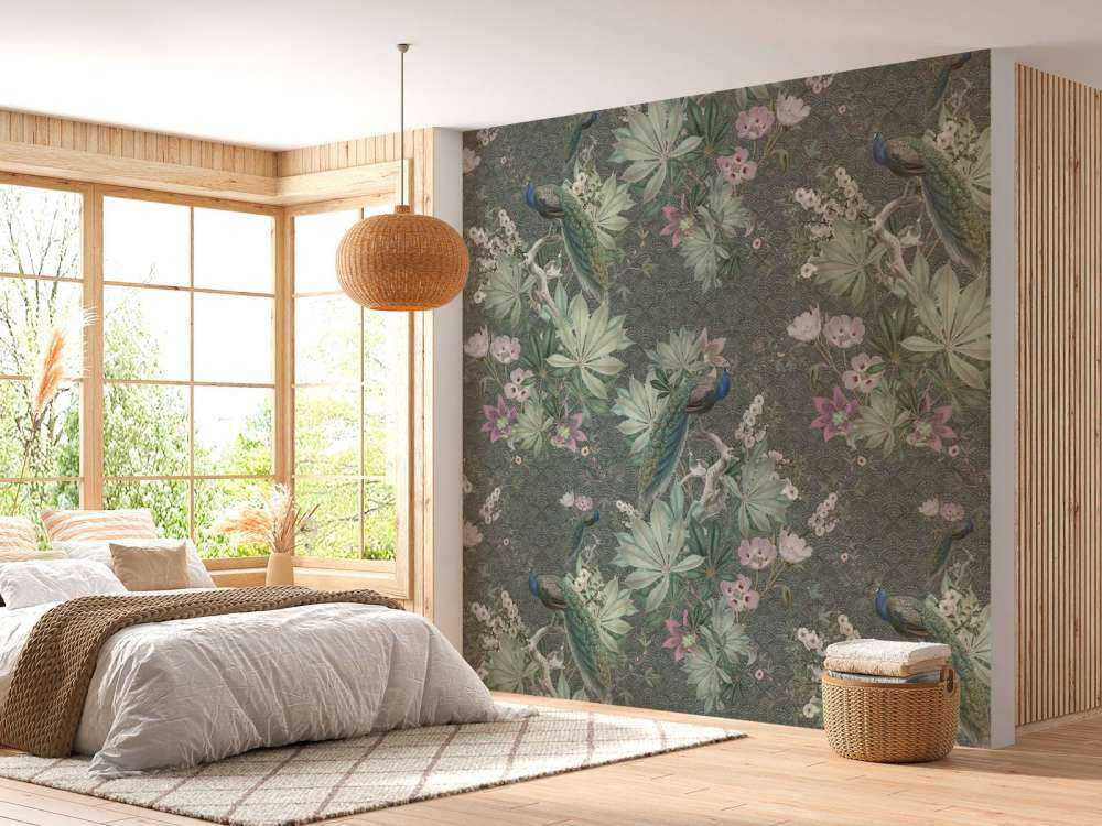 Vintage garden peacocks - dark green