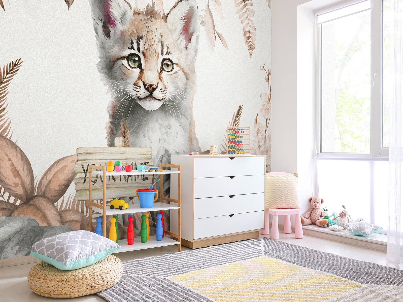 Baby lynx in the jungle taupe
