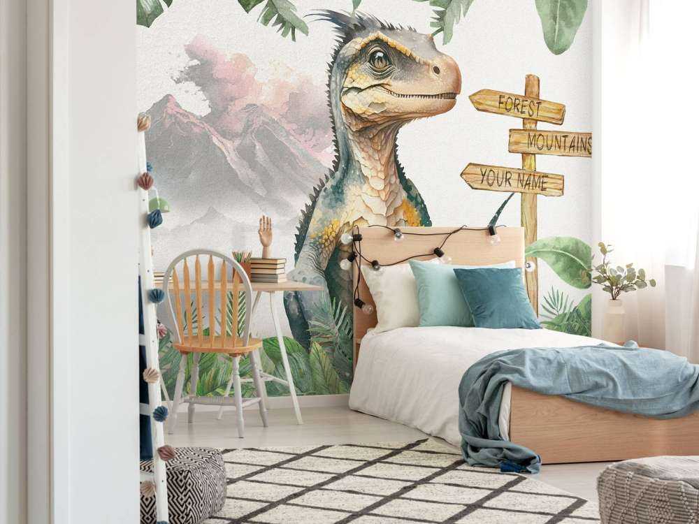 Baby velociraptor in the jungle