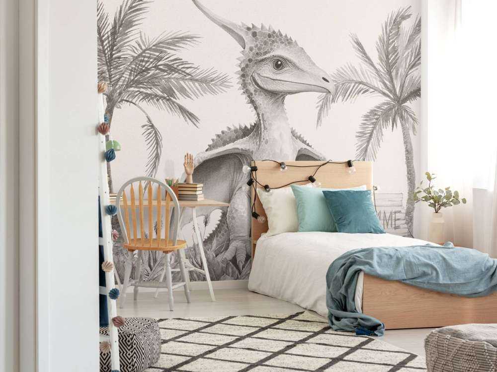 Baby pteranodon in the beige jungle