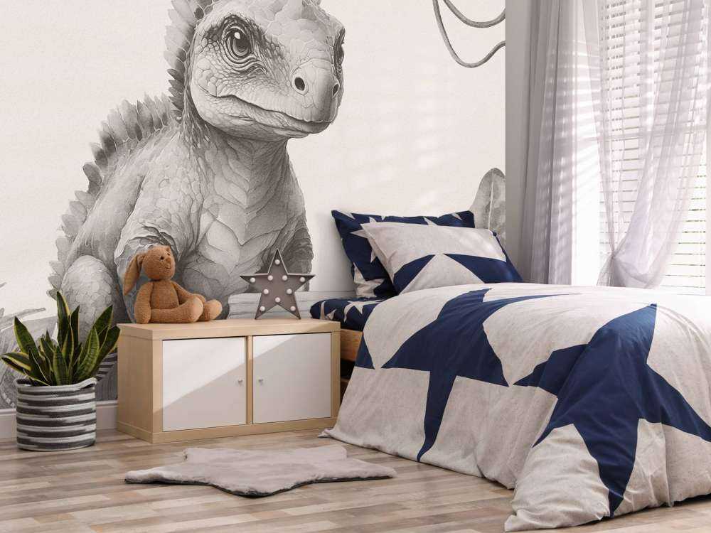 Baby ankylosaurus in the beige jungle