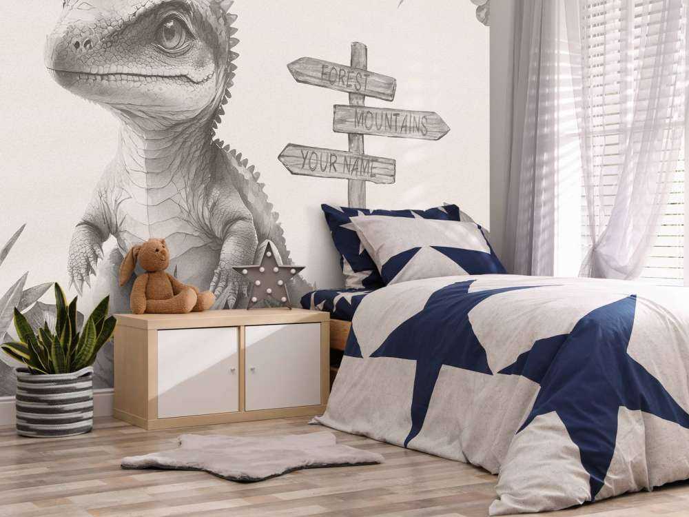 Baby spinosaurus in the beige jungle