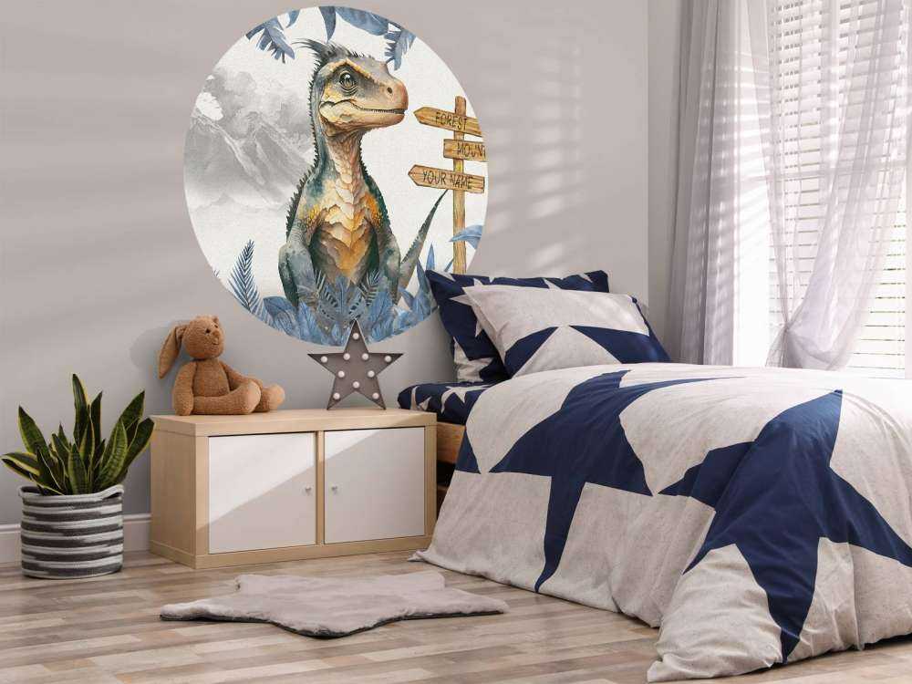 Baby velociraptor in the blue jungle