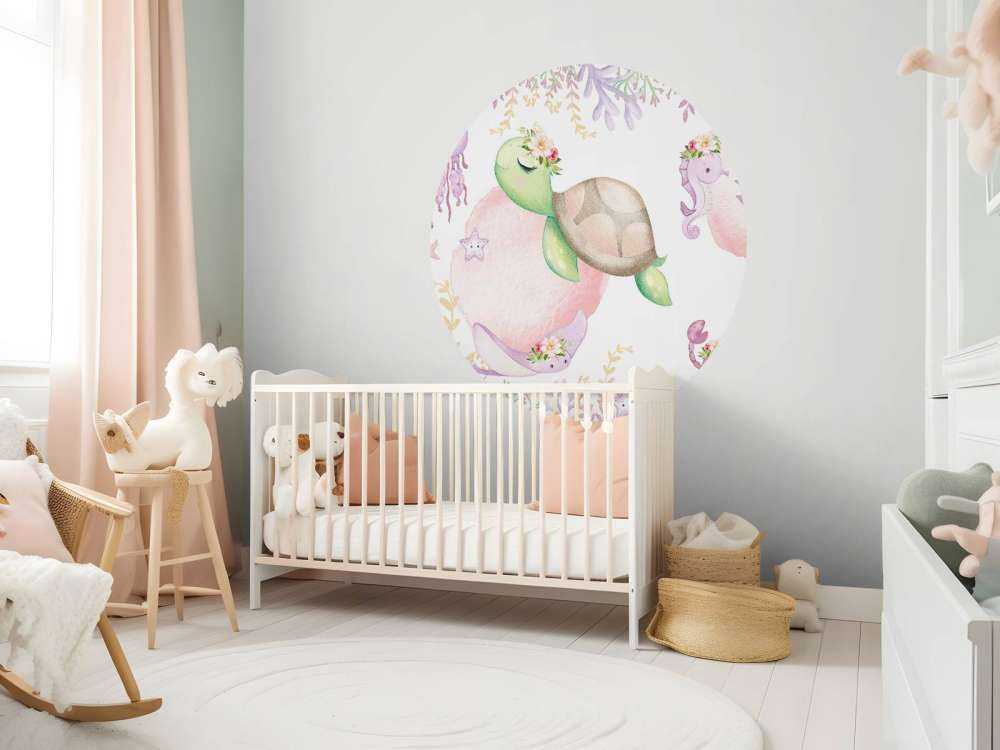 Pink sea floor baby room
