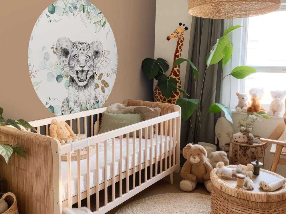 Baby lion with mint leaves