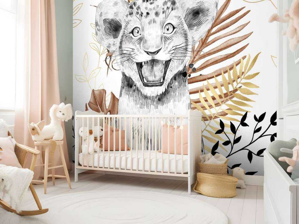 Brown and gold leafed lion cub