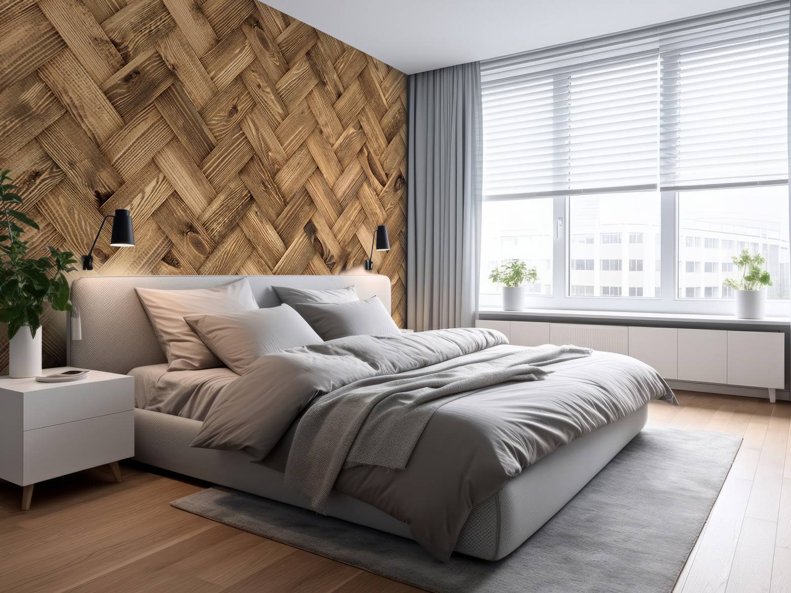 Natural wooden herringbone