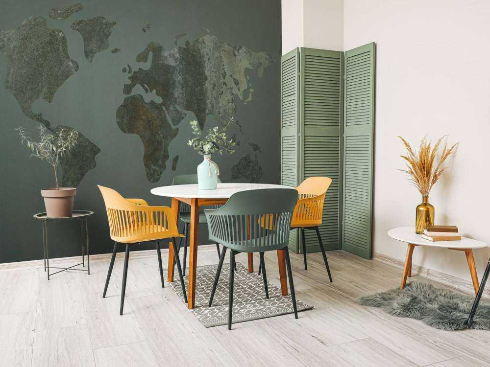 Green world map with structure