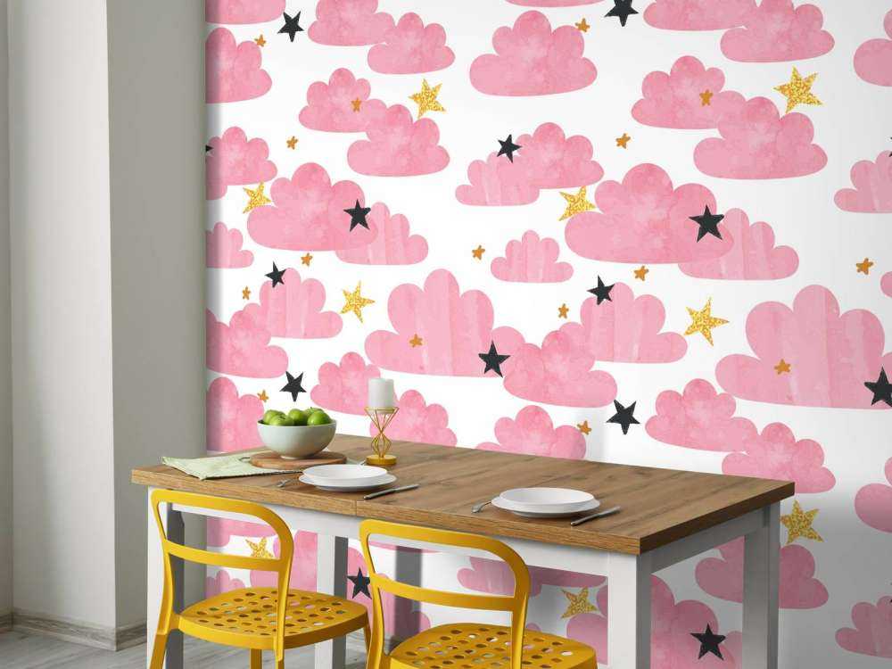 Watercolor clouds, pink