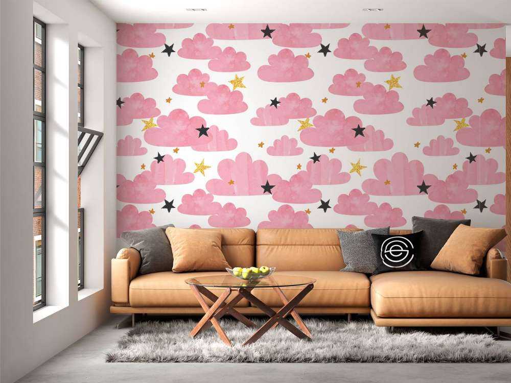 Watercolor clouds, pink