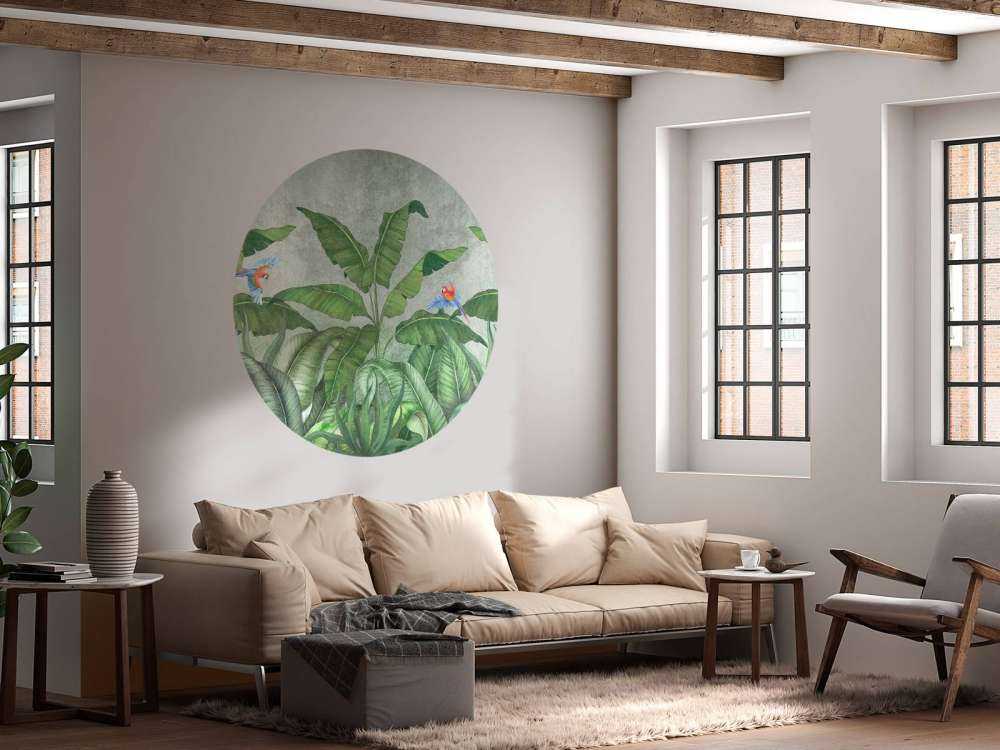 Tropical leaves on concrete