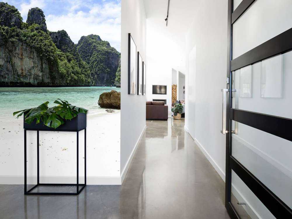 Long tail boat at island