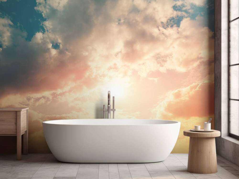 Coloured sky with clouds