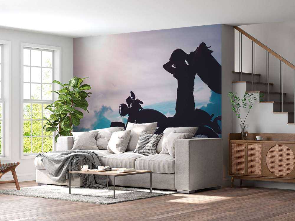 Silhouette motorcyclist