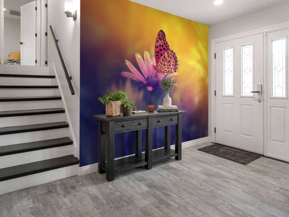 Red butterfly on flower