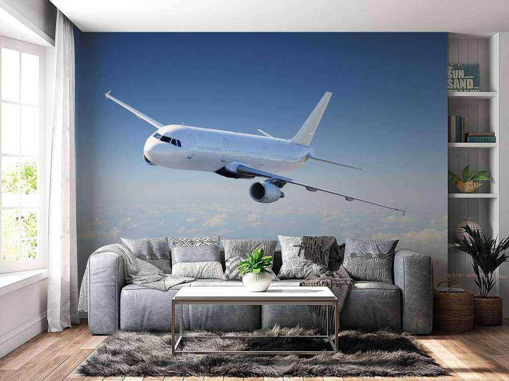 Airplane above the clouds