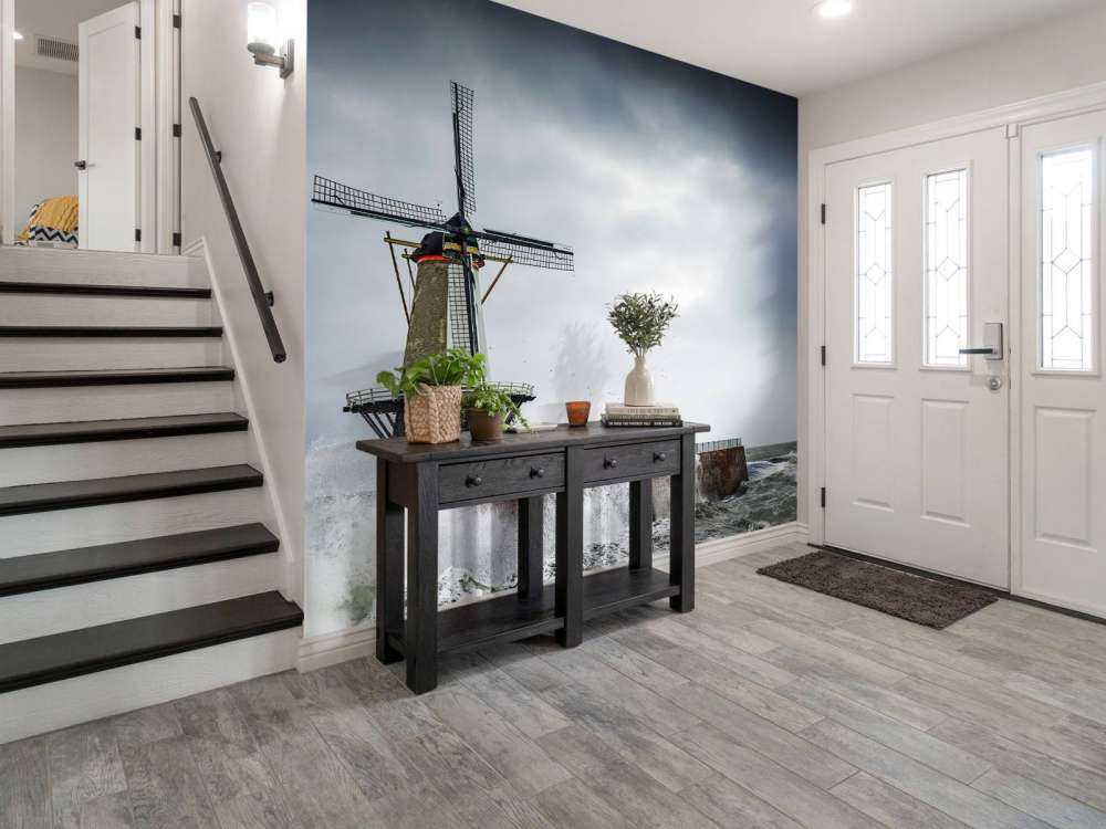 Mill with storm waves