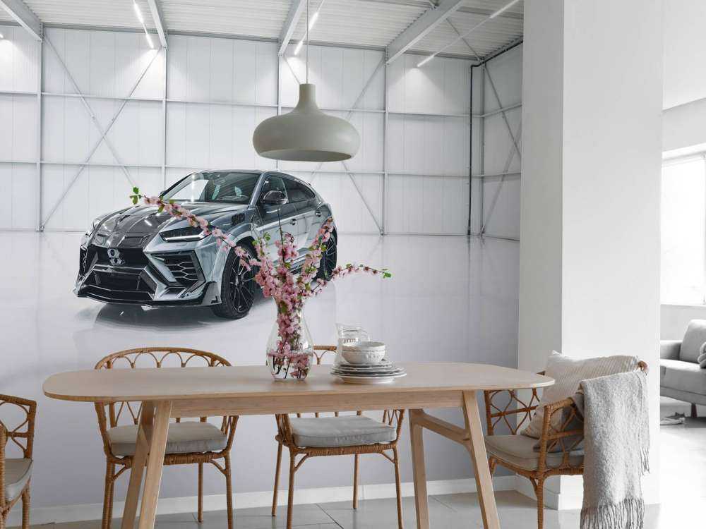 Lamborghini in white hall