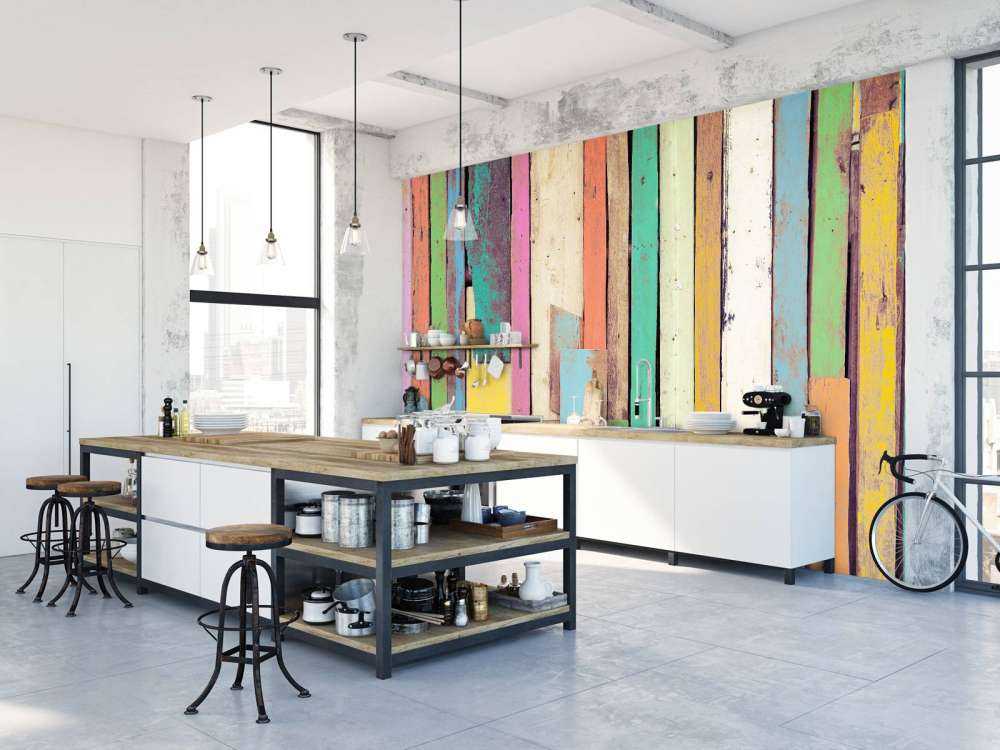 Coloured demolition wood