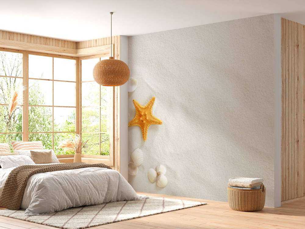 Starfish on white sand