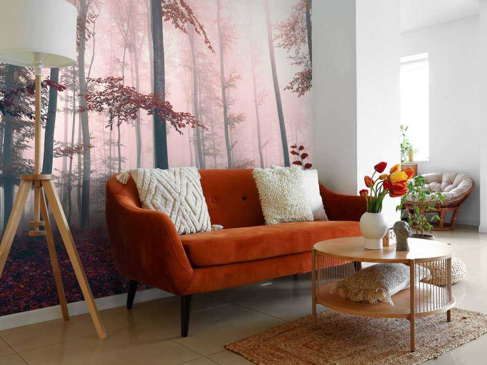 Red forest landscape