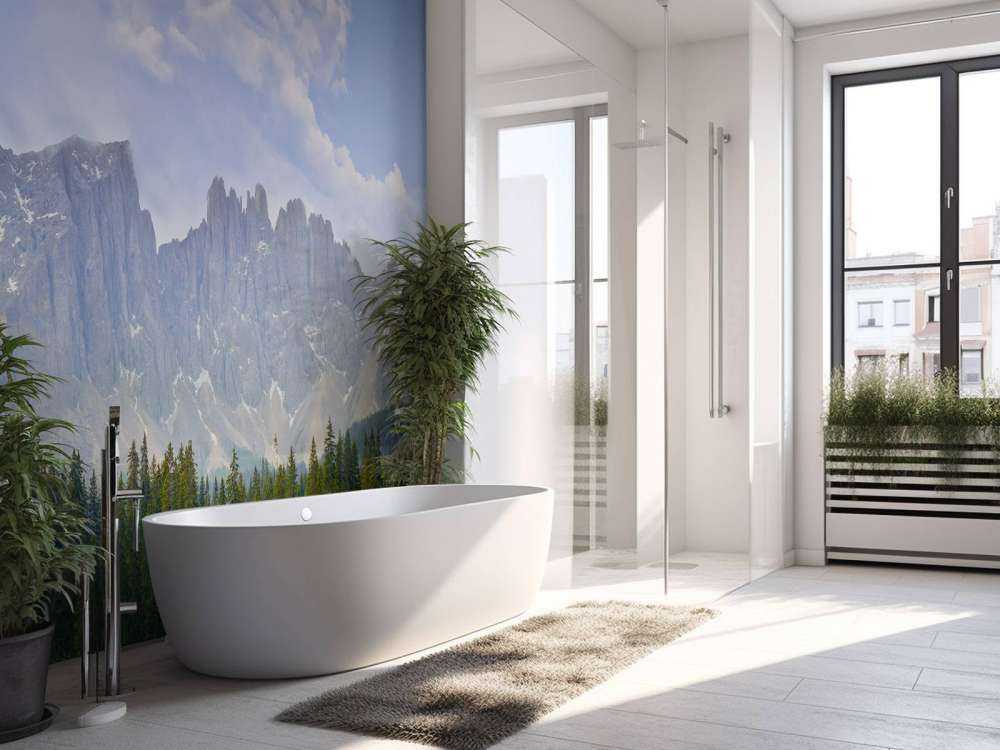 Mountains with trees and clouds