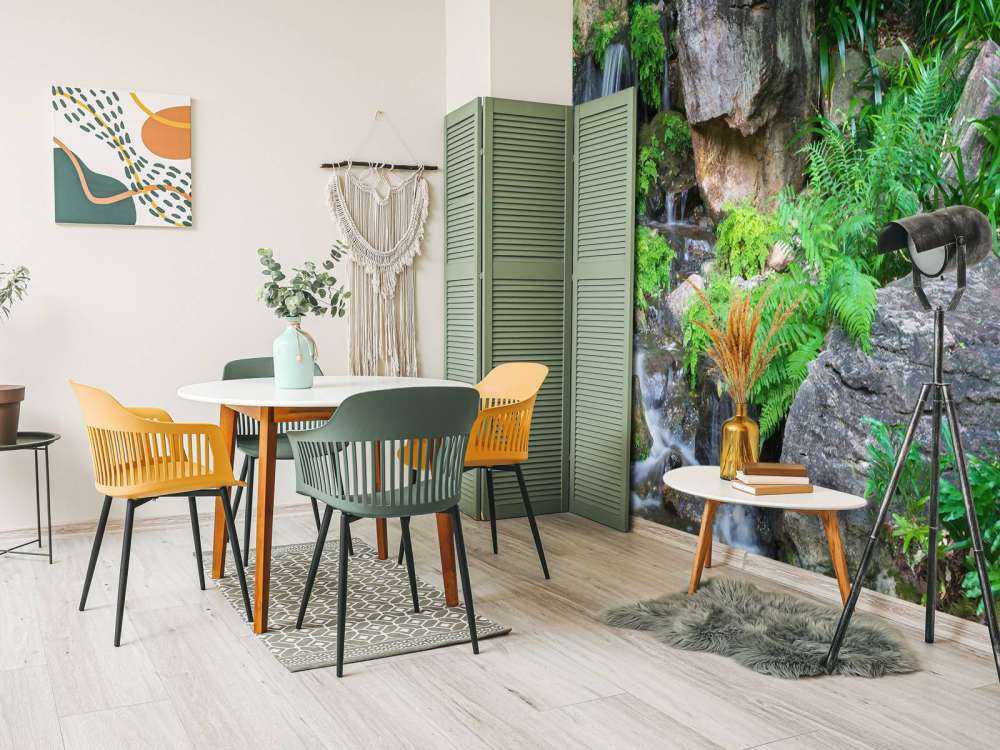 Waterfall with tropical plants