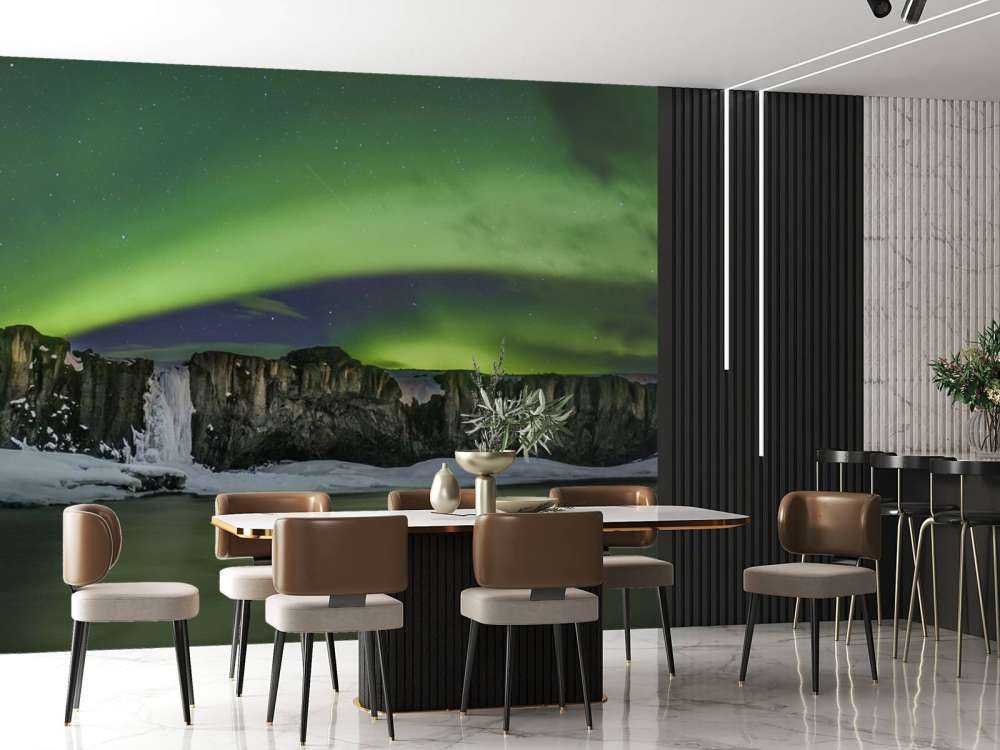 Panorama photo of the Northern Lights