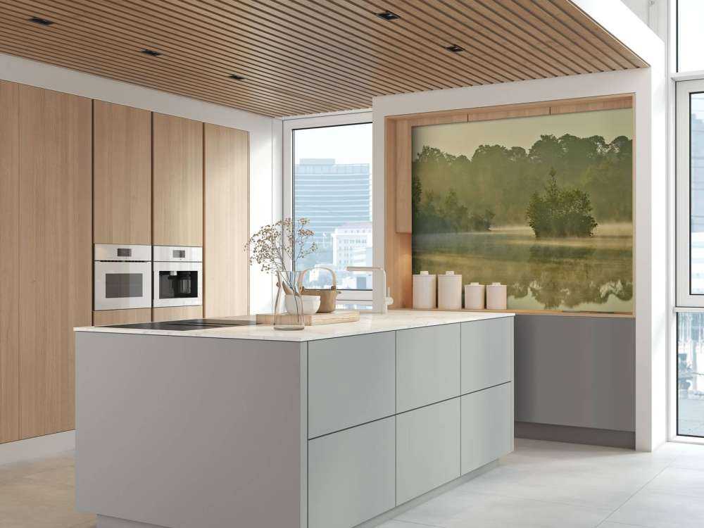 Nebula above a forest lake