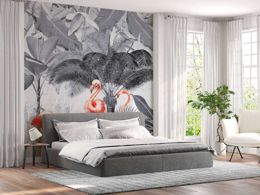 Jungle with flamingos