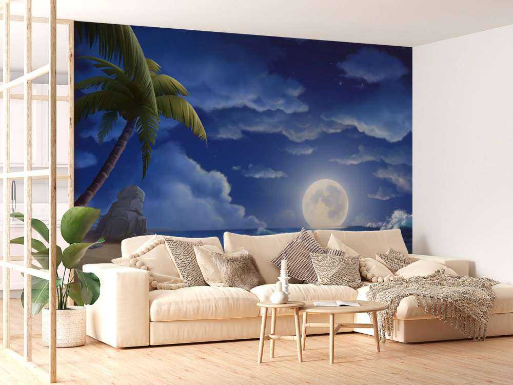 Beautiful beach at night